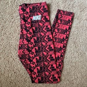 Nike Pink and Black Leggings
